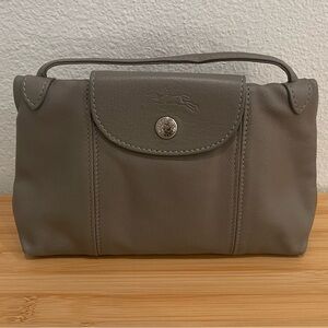 Longchamp Gray Lambskin Leather Le Pliage Crossbody Bag